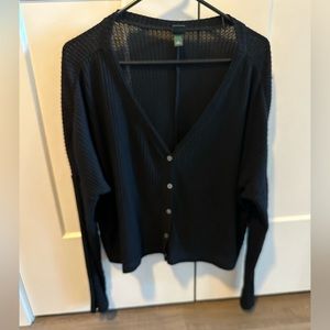 wild fable ribbed long sleeve button down black sweater cardigan